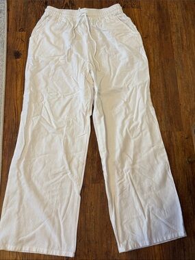 Amazon Women's White Wide Leg Drawstring Pants